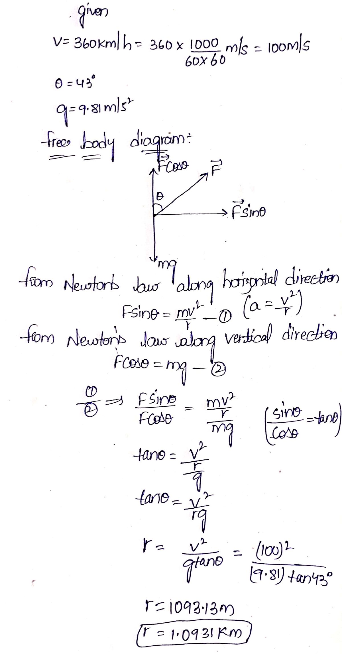 Physics homework question answer, step 1, image 1